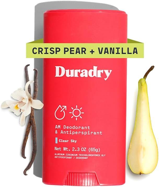 Duradry Clinical-Strength Antiperspirant Deodorant for Women and Men – Clean Formula with Natural Ingredients for Odor and Excessive Sweat Protection – Clear Sky (Crisp Pear + Vanilla) by Duradry — Shop at Bazar