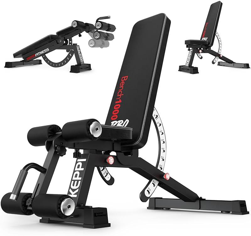 Keppi 1200LB Weight Bench, Heavy Duty Bench1000 PRO Adjustable Workout Bench Press Set for Home Gym Strength Training, Removable Foot Catch for Incline Flat Decline Sit Up Bench for Full Body Fitness by Keppi — Shop at Bazar