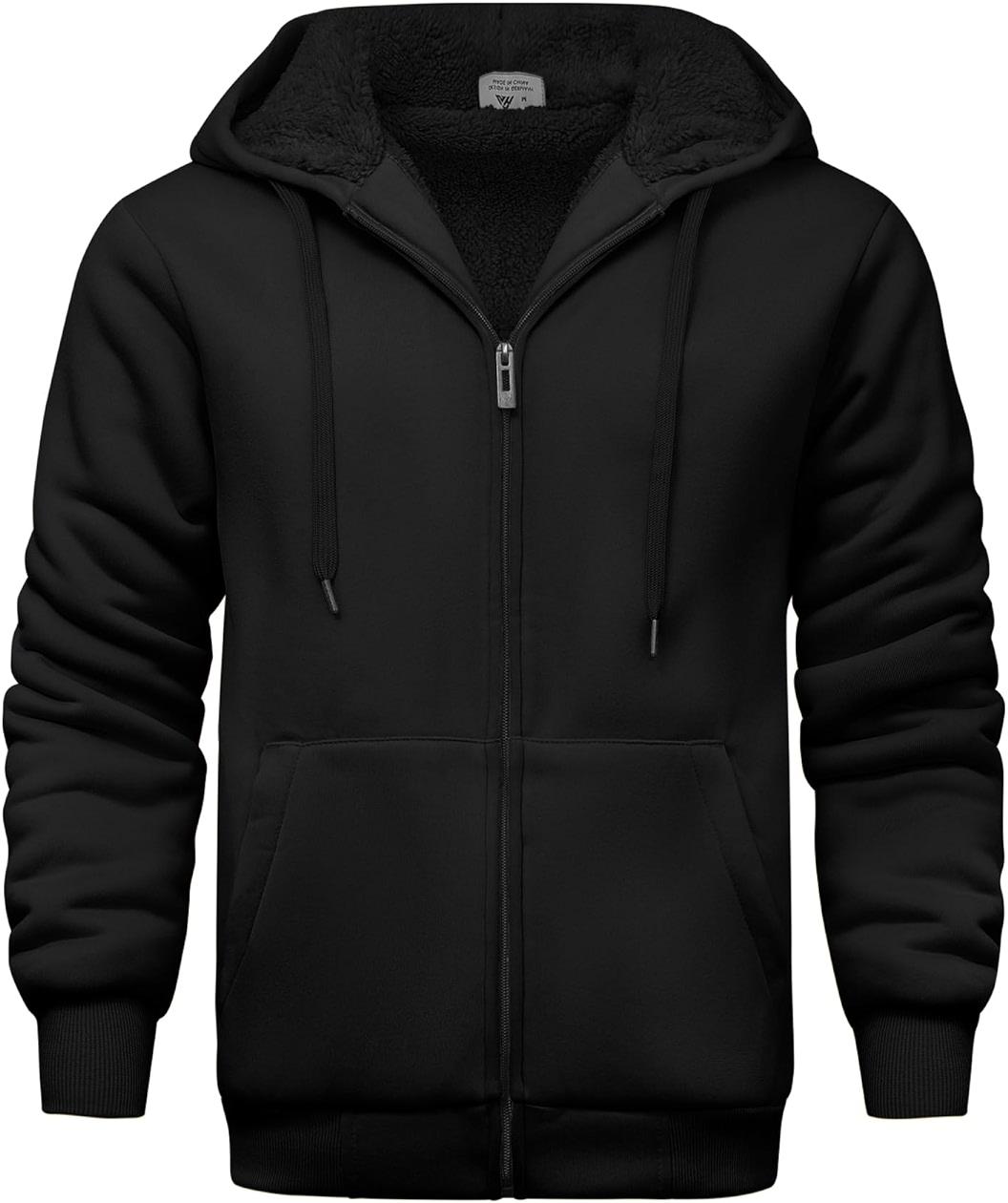 V VALANCH Men Hoodies Zip Up Sherpa Lined Sweatshirts Heavyweight Thick Warm Fleece Winter Jacket by V VALANCH — Shop at Bazar