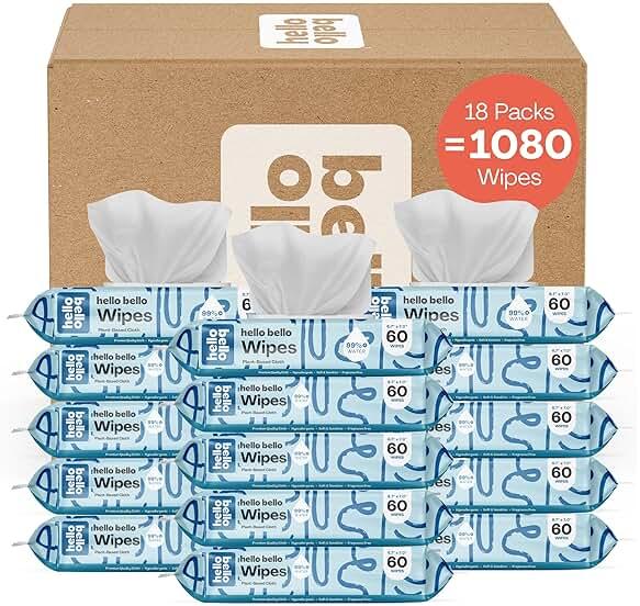 Hello Bello Extra Gentle Unscented Baby Wipes, Plant Based, Made with 99% Water and Aloe for Babies and Kids, 1080 Count by Hello Bello — Shop at Bazar