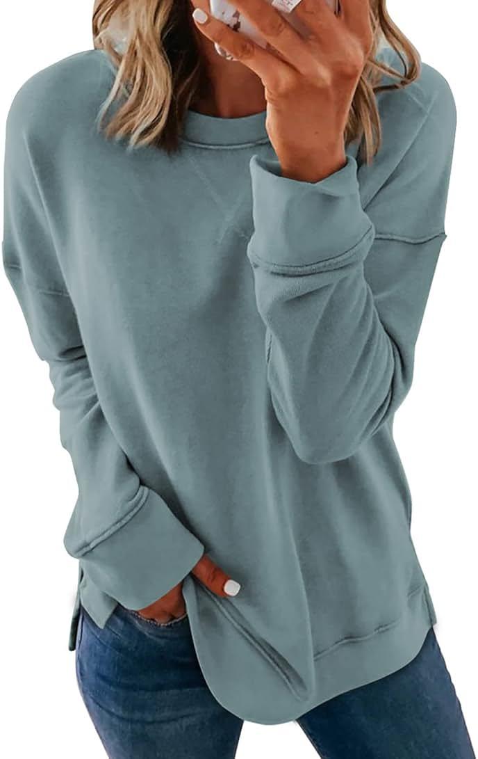 Dokotoo Women's Casual Crew Neck Sweatshirt Loose Soft Long Sleeve Pullover Tops by Dokotoo — Shop at Bazar