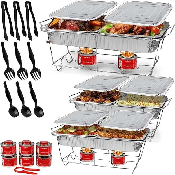 Large Full Size 33-Pcs Disposable Chaffing Buffet with-Covers, Utensils, Fuel Cans – Premium Chafing Dish Set for Events, Parties, Catering — Shop at Bazar