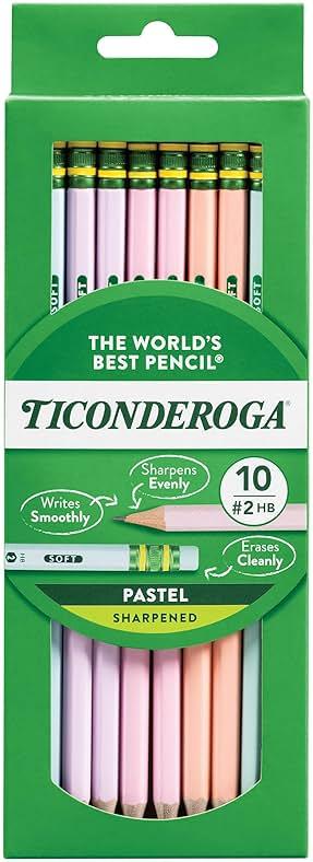 Ticonderoga® Pastel Pencils, 2 Soft, Assorted Colors, Pack Of 10 Pencils by Ticonderoga — Shop at Bazar