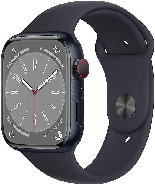 Apple Watch Series 8 [GPS + Cellular, 45mm] - Midnight Aluminum Case with Midnight Sport Band, M/L (Renewed) by Apple — Shop at Bazar