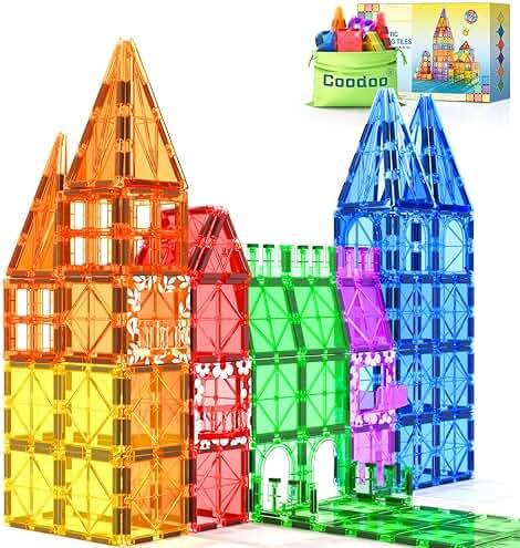 Coodoo 60 PCS Magnetic Building Tiles Kids Toys STEM Magnetic Blocks Sensory Toys Kids Games Magnet Building Toy for Boys and Girls Aged 3+, Kid Brain Development Preschool Kindergarten Toddler Toy by Coodoo — Shop at Bazar