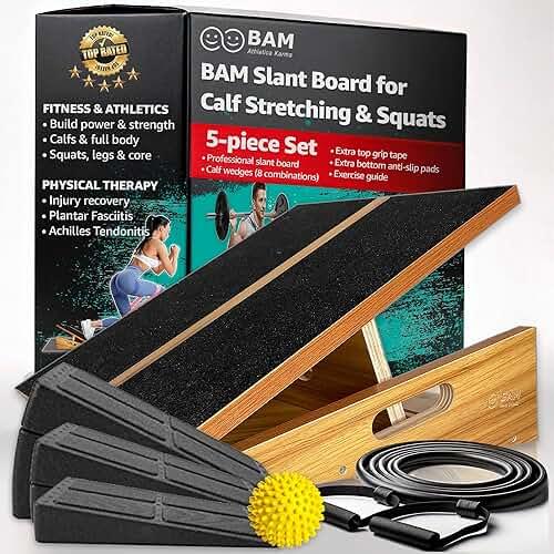 BAM Athletica Slant Boards for Exercise – Adjustable Wooden Calf Stretcher Incline Board for Calf Stretching, Squats, Physical Therapy, Plantar Fasciitis, Knee, Foot & Ankle Rehab, Velour Slant Board by BAM athletica karma — Shop at Bazar