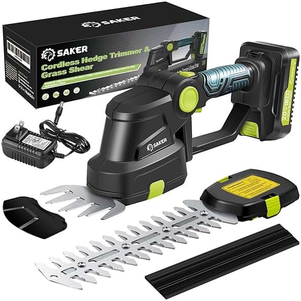 Saker Cordless Hedge Trimmer-20V Electric Shrub Trimmer Grass Shears Handheld Grass Cutter, Hedge Shear with 1 PCS Rechargeable Battery and Charger for Garden, Lawn by Saker — Shop at Bazar
