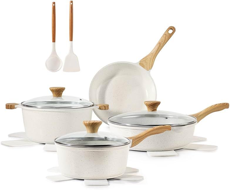 SENSARTE Nonstick Ceramic Cookware Set, 13-Piece Non-toxic Pots and Pans Set, Healthy Kitchen Cooking Set with Stay-Cool Handles, Silicone Tools and Pot Protectors, PFAS Free by SENSARTE — Shop at Bazar