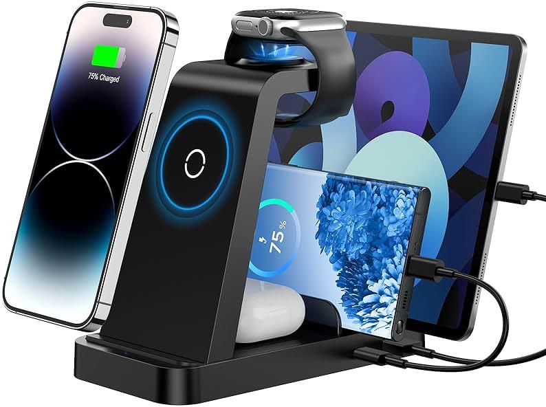 Wireless Charger for iPhone - 5 in 1 Charging Station for Multiple Devices Apple: Fast Wireless Charging Stand Dock for iPhone 17 16e 16 15 14 13 12 Pro Max Apple Watch Airpods by GAUOLN — Shop at Bazar