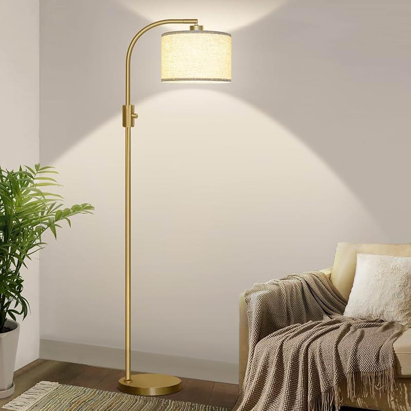 Nintiue Upgraded Modern Arc Dimmable Tall Standing Floor Lamp with Linen Shade, 1200 Lumens LED Bulb Included, for Living & Reading Room, Bedroom, Office & Nursery, Gold by Nintiue — Shop at Bazar