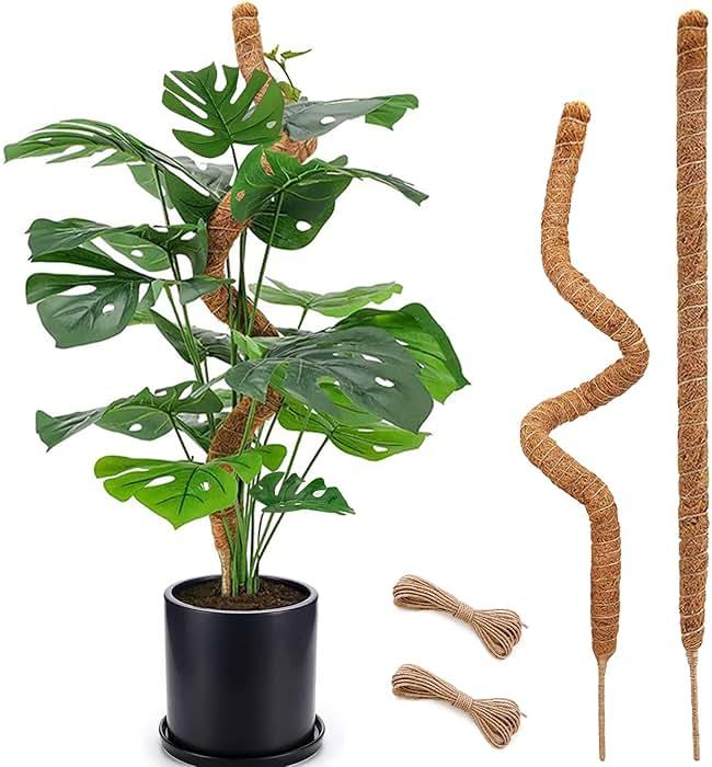 Soupiar 2-Pack 28" Bendable Moss Pole for Monstera, Rust-Free Aluminum Core Plant Support Stakes, Sturdy Stakes to Train & Grow Indoor Climbing Plants Upright (13.2ft Jute Rope Included) by Soupiar — Shop at Bazar