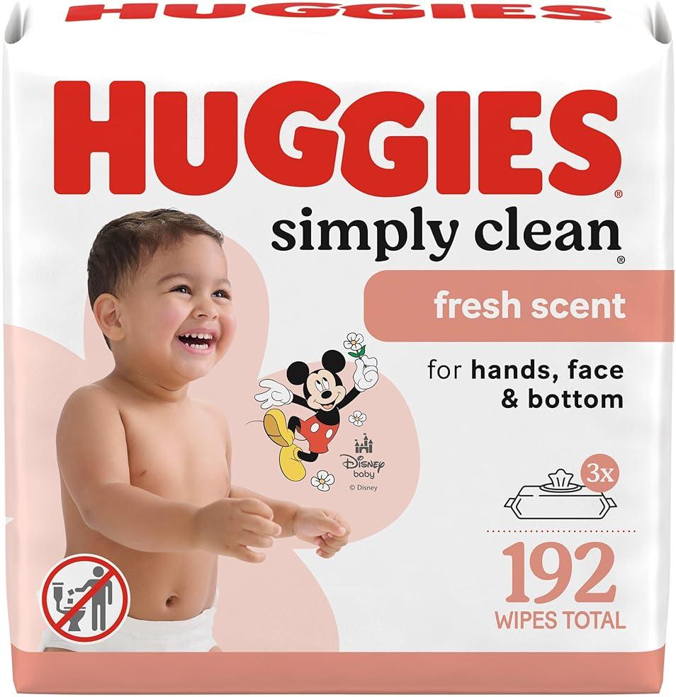 Huggies Simply Clean Fresh Scent Baby Wipes, 3 Flip-Top Packs of 64 (192 Wipes Total), Packaging May Vary by HUGGIES — Shop at Bazar