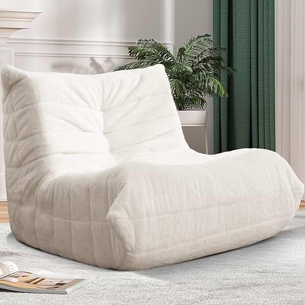 Cansunna Bean Bag Chair Big Sofa Beanbag Chair for Adults Fireside Chair Bean Bag Lounger with Memory Foam Filled for Home,Apartment or Gaming Venue (Beige Plush) by Cansunna — Shop at Bazar