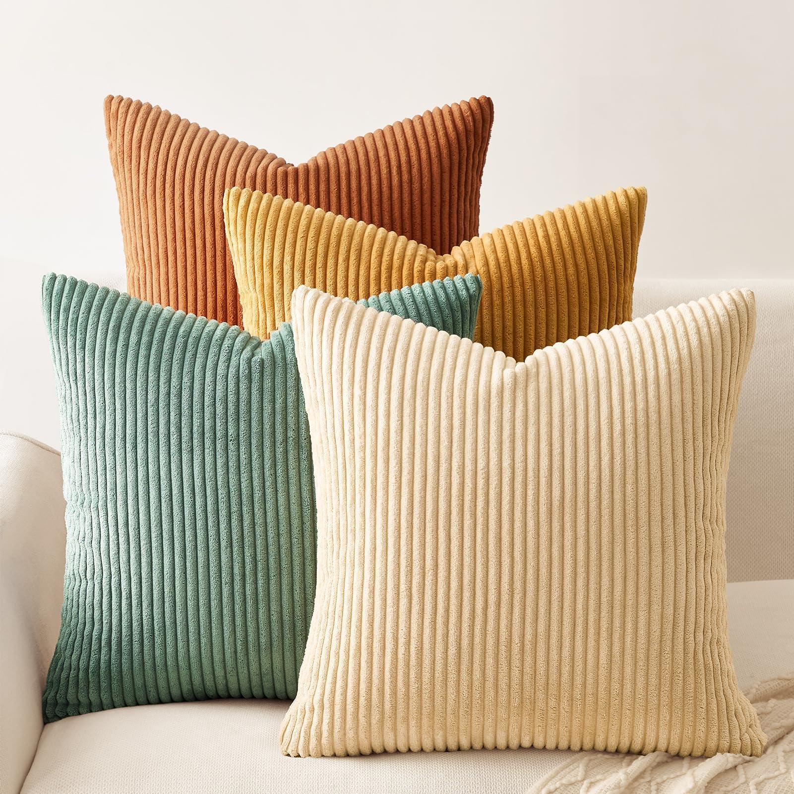 Topfinel 20x20 inch 4 Pack Decorative Throw Pillow Covers,Soft Velvet Modern Double-Sided Designs, Mix and Match for Home Fall Decor, Cushion Covers Set of 4 (Orange/Teal) by Topfinel — Shop at Bazar