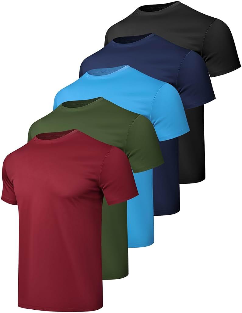 HovSiyla 1/5 Pack Workout Shirts for Men Athletic Running Gym Quick Dry Short Sleeve Performance Moisture Wicking T Shirt by HovSiyla - Shop at Bazar
