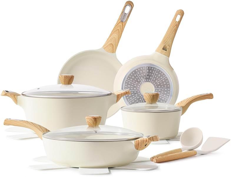 SENSARTE Ceramic Cookware Sets, Pots and Pans Set Non stick, 14 Piece Induction Cookware, Non toxic Healthy Non Stick Kitchen Cooking Set, with Frying Pans Set, PFAS PTFE PFOA PFOS Free by SENSARTE — Shop at Bazar