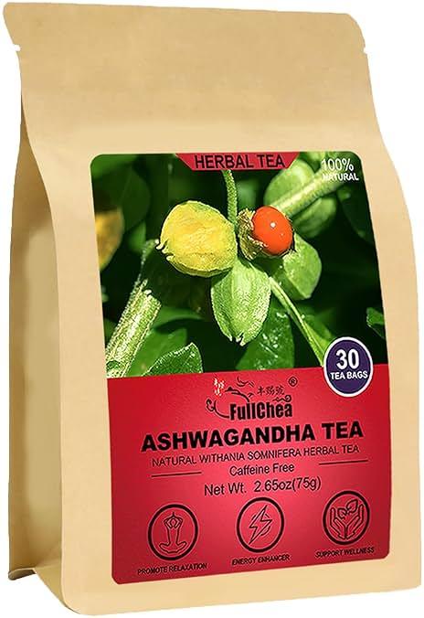 FullChea - Ashwagandha Tea, 2.5g X 30 Count - Sourced from India - Premium Natural Dried Cut & Sifted Root - Non-GMO - Caffeine-free - Rich in Antioxidants & Boost Energy by FullChea — Shop at Bazar