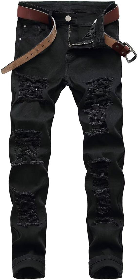 TIRANGER C Men's Ripped Skinny Slim Fit Stretch Distressed Destroyed Jeans Denim Pants by TIRANGER C — Shop at Bazar