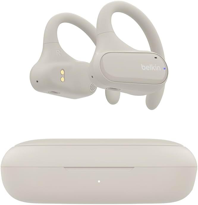 Belkin SoundForm ClearFit Wireless Open-Ear Earbuds, Lightweight Sport Earphones, Bluetooth Earbuds w/Long-Lasting Comfort, IPX5 Water Resistance for iPhone, Hiking, Biking, Running, & More - Sand by Belkin — Shop at Bazar