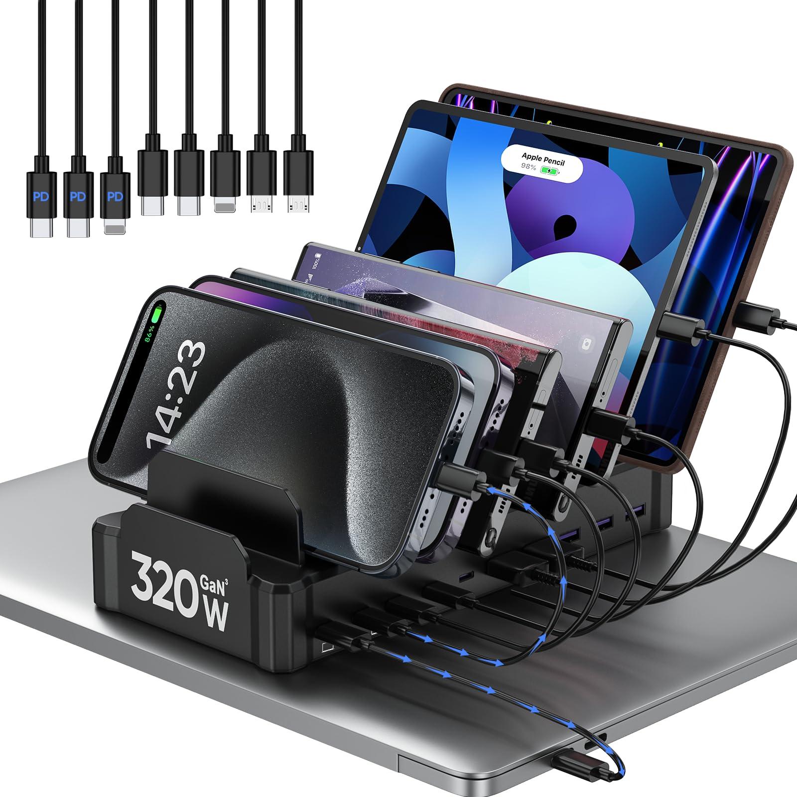 420W Charging Station for Multiple Devices, Zobirez 10-Port USB C Fast Charger Stations for MacBook, iPhone, Android Cell Phone, iPad, Tablet, Family Multi-Device Organizer Charging Dock, Black by zobirez — Shop at Bazar