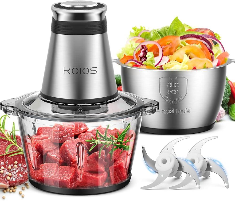 KOIOS Food Processor, 500W Electric Food Chopper with 2 Bowls (8 Cup+8 Cup) & 2 Bi-Level Blades&, Small Electric Grinder Meat Processor for Nuts, Meat, Onion, Garlic, Baby Food, Black by KOIOS — Shop at Bazar