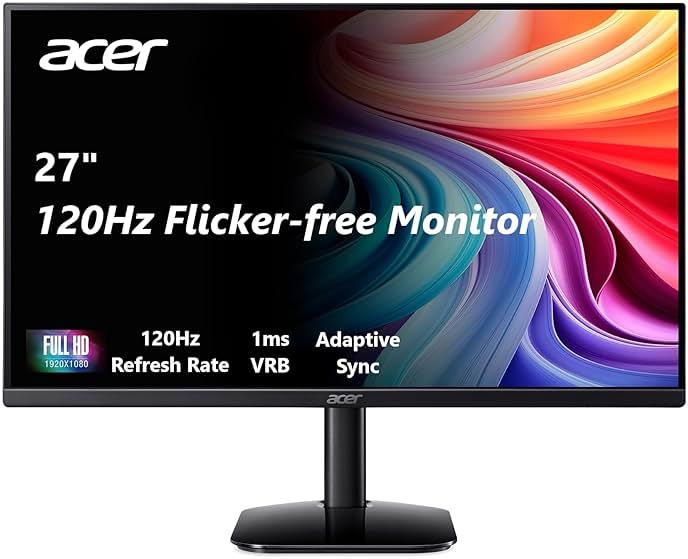 acer 27 Inch Monitor- KB272-27 Inch FHD IPS (1920 x 1080) Display, Up to 120Hz Refresh Rate, 99% sRGB, Tilt, Adaptive-Sync Support (FreeSync Compatible) 1ms (VRB), sRGB 99% Color, HDMI & VGA Ports by Acer — Shop at Bazar
