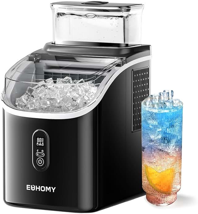 EUHOMY Ice Cube Maker Machine Countertop with External Water Tank, 2 Ways to Add Water, 34Lbs/Day, 16Pcs Ready in 7 Mins, Auto-Cleaning, with Ice Scoop & Basket, for Home/Kitchen/Office/Bar (Black) by EUHOMY — Shop at Bazar