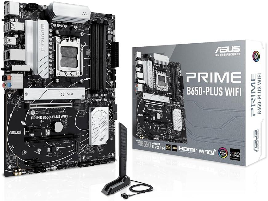 ASUS Prime B650-PLUS WiFi AMD B650 AM5 Ryzen™ Desktop 9000 8000 & 7000 ATX Motherboard, DDR5, PCIe 5.0 M.2, 2.5Gb LAN, WiFi 6E, HDMI™, SATA 6 Gbps, USB Type-C®, BIOS Flashback™, Thunderbolt™ 4 Header by ASUS - Shop at Bazar