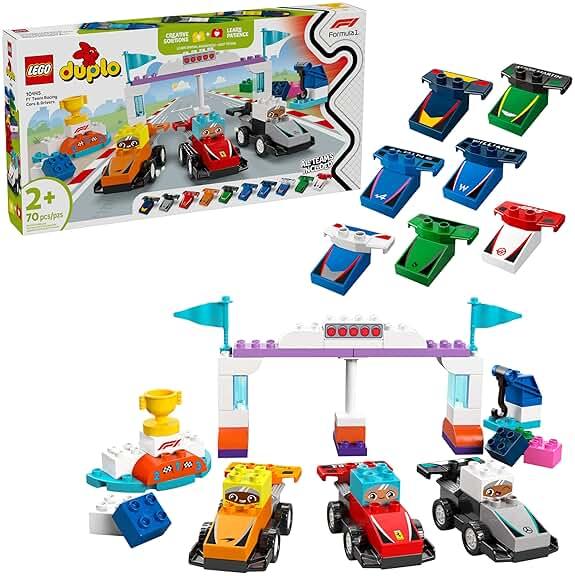 LEGO DUPLO Town F1 Team Race Cars & Drivers Building Toy Playset - Toddler Toy Cars for Pretend Play, Boys and Girls, Ages 2+ - Learning and Educational Gift for Preschool - 10445 by LEGO - Shop at Bazar