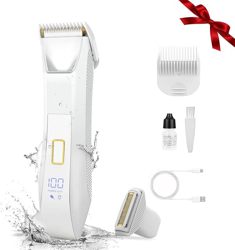 2-in-1 Electric Bikini Trimmer for Women, Dual Head Shaver for Body & Pubic Hair, Painless Smooth, No-Nick Shaving, IPX7 Waterproof, Lightweight with Travel Lock, LED Display by Bomic - Shop at Bazar