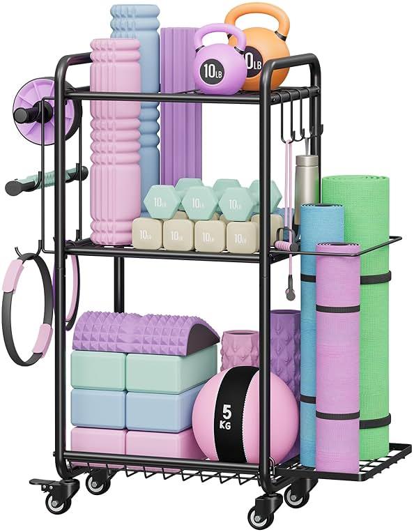 Multi-Functional Home Gym Storage Rack - Yoga Mat Storage Rack, Dumbbell Weight Rack & Workout Equipment Storage with Heavy-Duty Steel Construction for Gym Fitness Organizer by Jusgym — Shop at Bazar