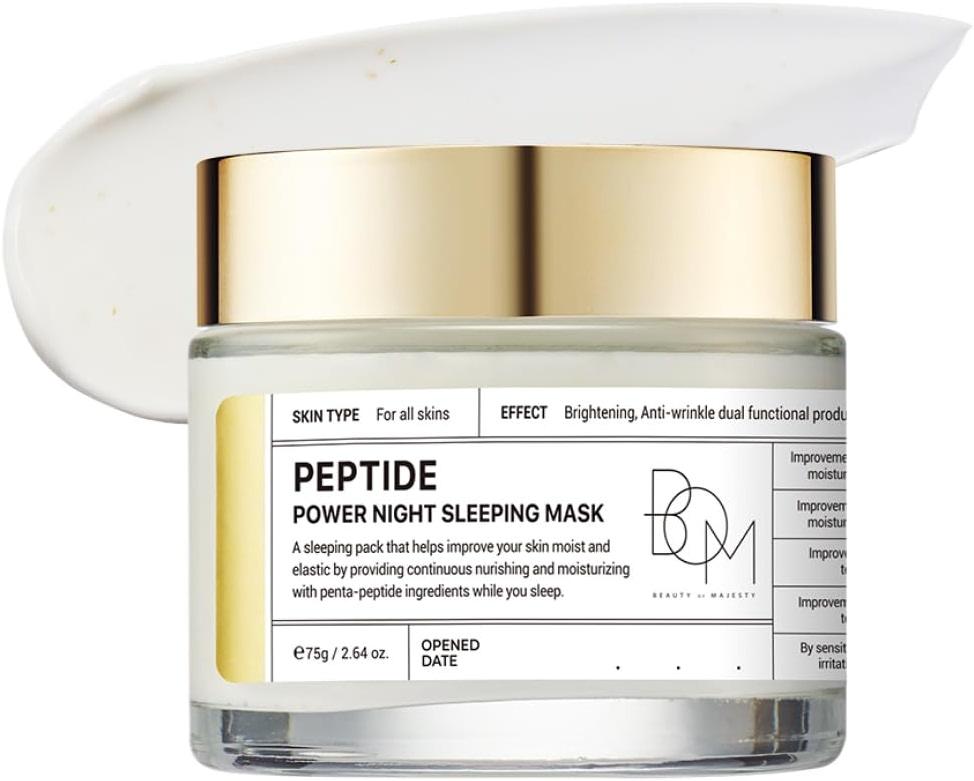 BOM COSMETICS Peptide Power Night Sleeping Mask 2.64 Fl Oz, High-Density Hydrating Overnight Facial Mask with Penta-Peptides and 99% Pure Gold for Skin Elasticity, Smooth Skin Texture, Korean Skincare by BOM — Shop at Bazar