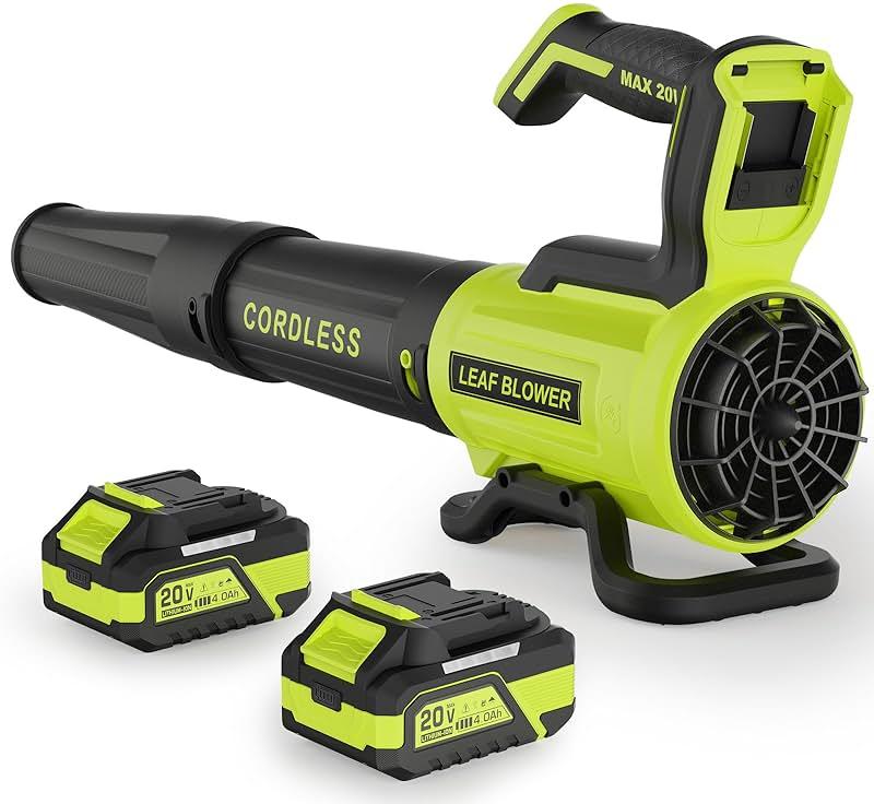 Leaf Blower Cordless with 2× 4.0Ah Batteries and Charger, 560CFM & 180MPH Lightweight Leaf Blower, 2 Speed Electronic Control, 20V Electric Blower for Driveway, Lawn & Yard Care by Vinchest — Shop at Bazar
