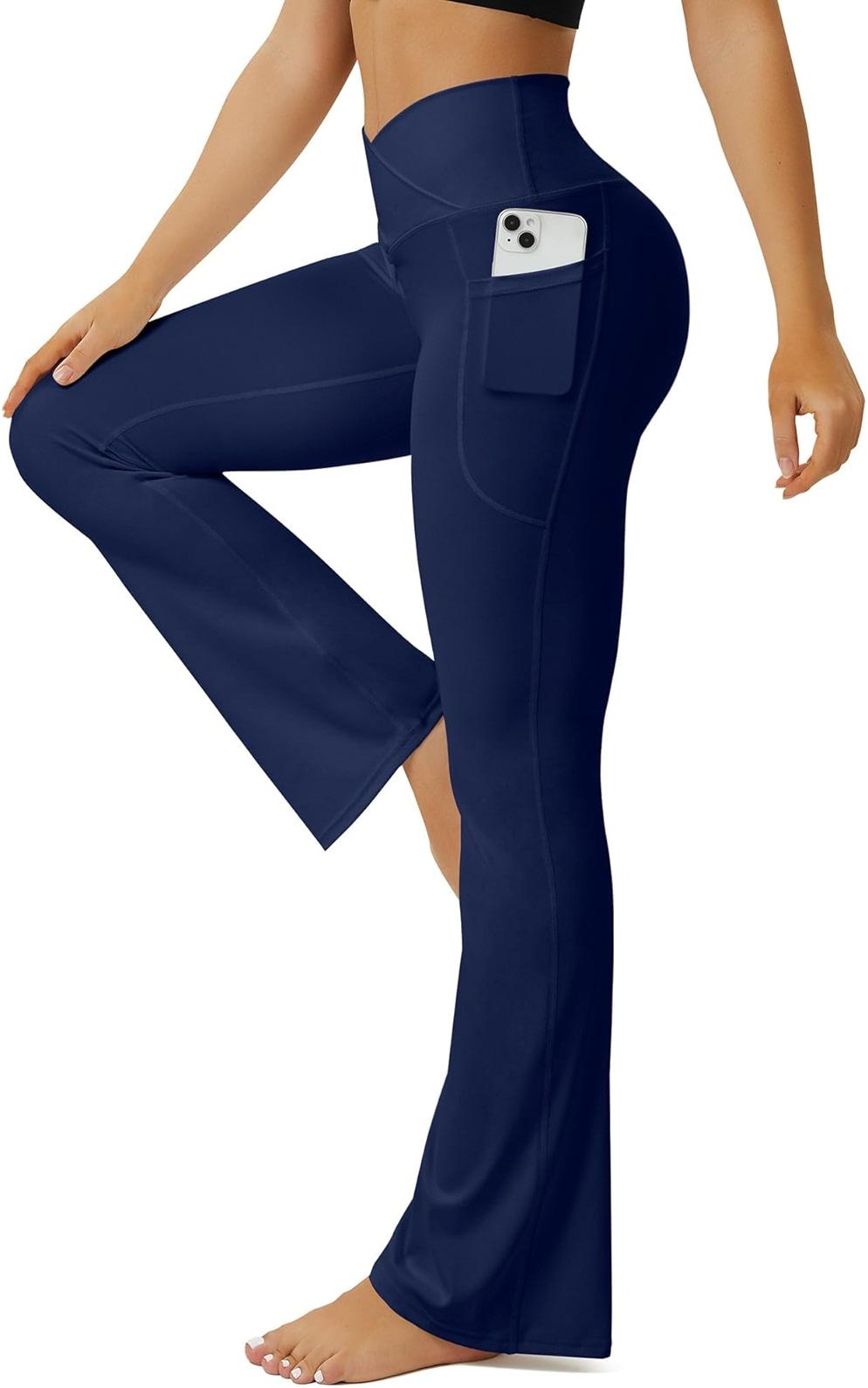 FOHOFO Yoga Pants Women, Flare Leggings for Women with Pockets Crossover High Waisted Bootcut Yoga Pants by FOHOFO — Shop at Bazar