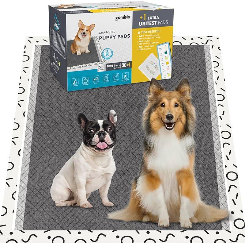 ZOMISIA Charcoal Puppy Pee Pads for Dogs Extra Large, 28"x34" 30 Counts + 1 Extra Health Monitoring Pad - XL Dog Potty Training Pads Disposable, Odor-Control, Super Absorbent & Leak-Proof by ZOMISIA - Shop at Bazar