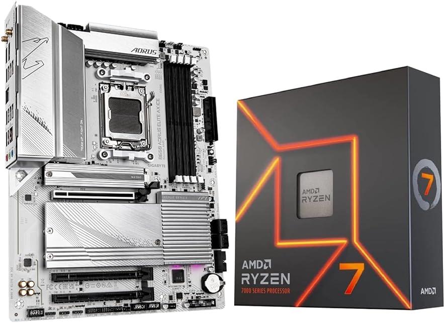 Micro Center AMD Ryzen 7 7700X CPU Processor with GIGABYTE B650 AORUS Elite AX ICE Motherboard (AM5, ATX, DDR5, Triple M.2, USB 3.2 Gen2X2 Type-C, WiFi 6E) by INLAND — Shop at Bazar