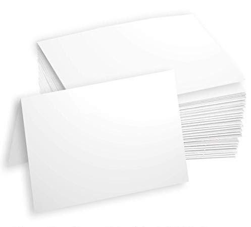 Hamilco White Cardstock Thick Paper - 3 1/2 x 4 7/8" Blank Folded Small A1 Cards - Greeting RSVP Invitations Stationary - Heavy weight 80 lb Card Stock for Printer - 100 Pack