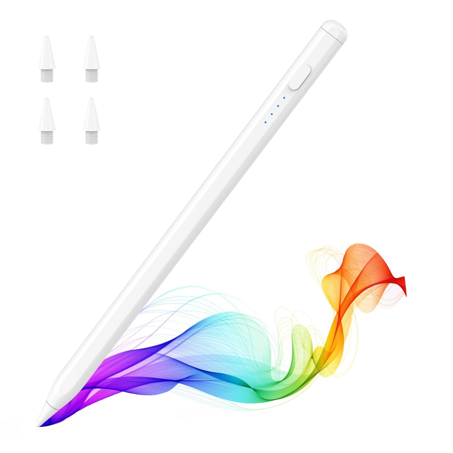 MoKo Pencil for iPad (A16) 11th 10th Gen, Stylus Pen for 2018-2025 Apple iPad 11/10/9/8/7/6/A16, Mini 7/6/5, Air M3/M2 11"/13"/5/4/3, Pro M4 13"/12.9"/11" Tilt Sensitivity, USB-C Fast Charging,White