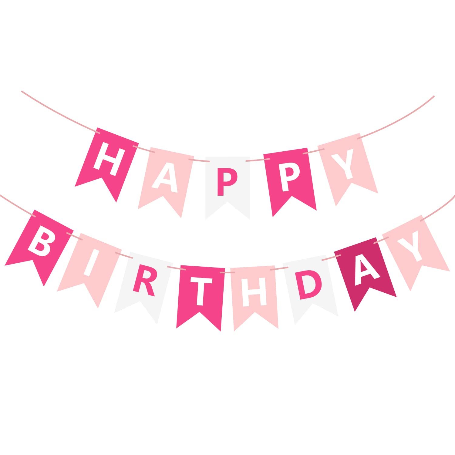 Waenerec Pink Happy Birthday Banner Sign Happy Birthday Bunting Banner Garland for Kids Girls Baby 1st Birthday Tea Party Decorations Bunting Flag Birthday Party Supplies