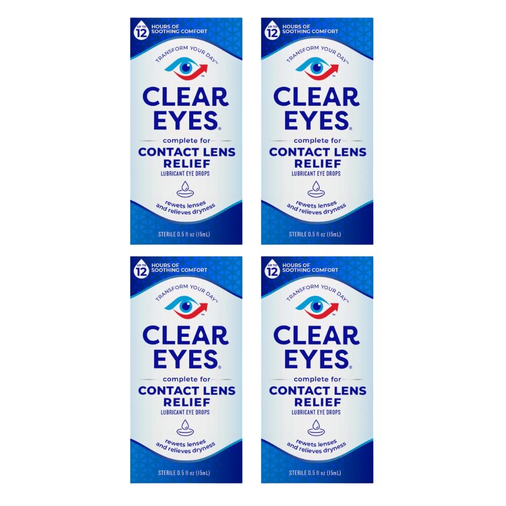 Clear Eyes Contact Lens Relief Soothing Eye Drops 0.50 oz (0.5 Fl Oz (Pack of 4))
