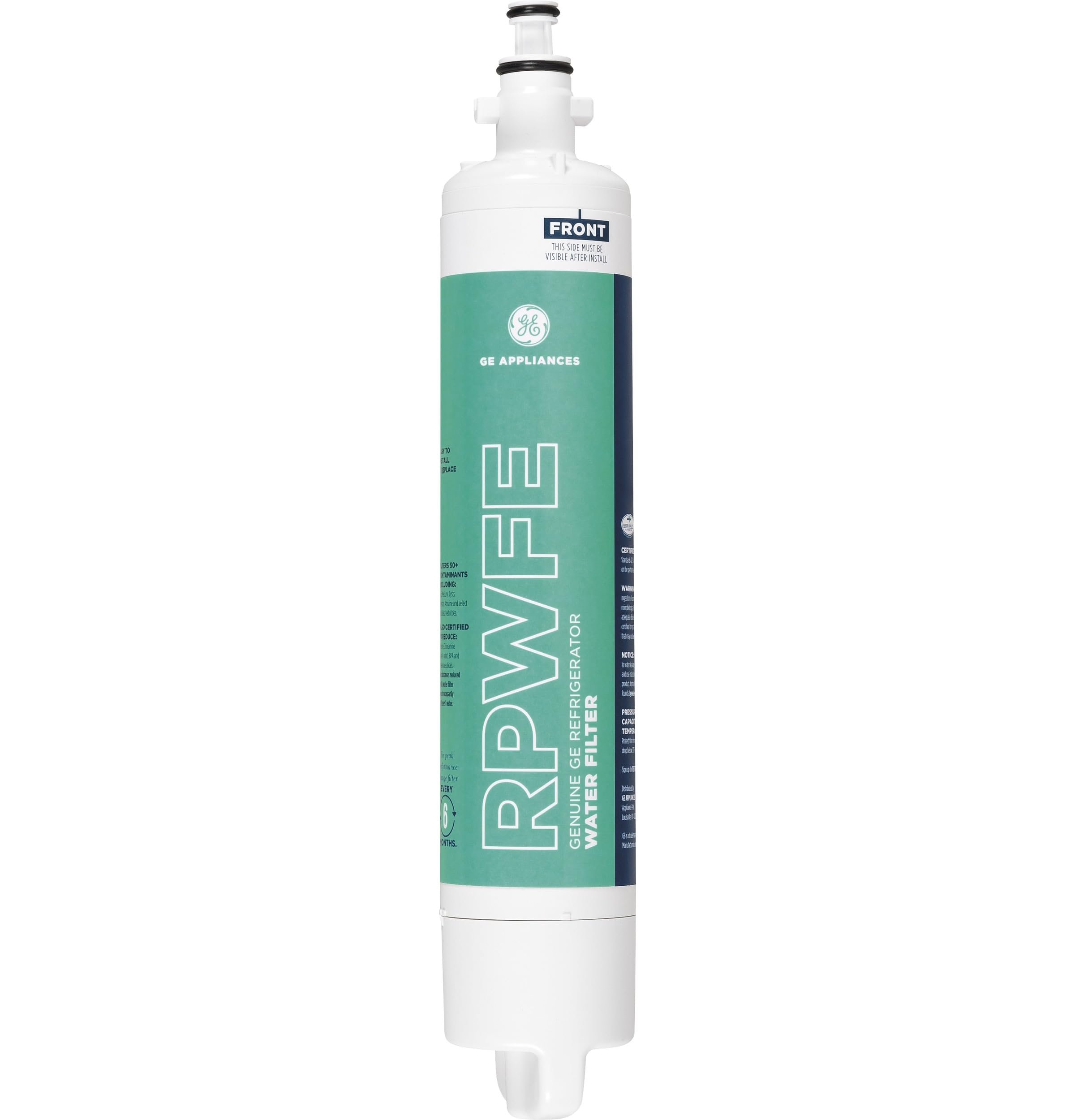GE RPWFE Refrigerator Water Filter, Genuine Replacement Filter, Certified to Reduce Lead, Sulfur, and 50+ Other Impurities, Replace Every 6 Months for Best Results, Pack of 1