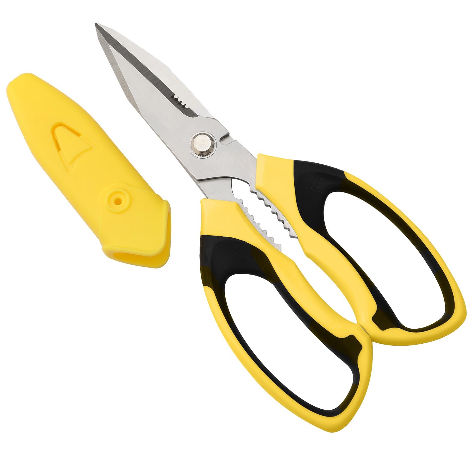 BoFuYuan Utility Scissors Heavy Duty: sharp Scissors All Purpose heavy duty, Easy Cutting Carpet, Cardboard, Wires, Leather, Fabric（8'' Yellow）