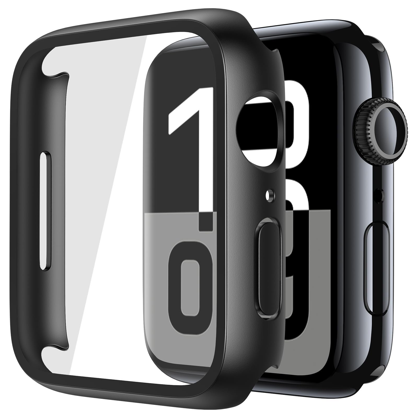 Misxi 2 Pack Tempered Glass Case for Apple Watch Series 10 46mm | Hard PC Screen Protector | Overall Protection | Ultra-Thin | Lightweight | Scratch-Resistant Cover | for iWatch | Black