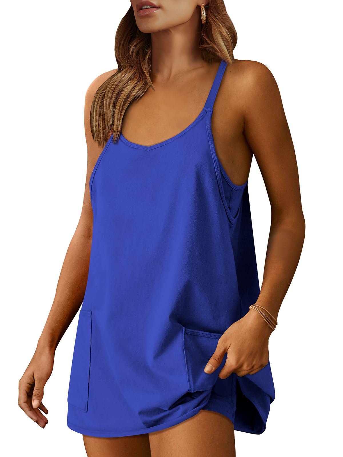 ANRABESS Women Athletic Dress Summer Tennis Workout Active Sports Mini Romper Dress Built in Shorts Travel Vacation Clothes