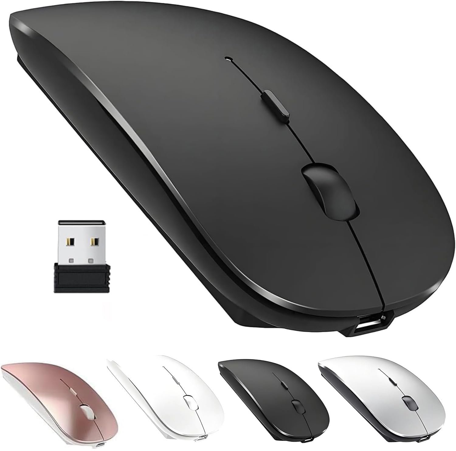 ZERU Bluetooth Mouse,Rechargeable Wireless Mouse for MacBook Pro/MacBook Air/Laptop/PC/Mac/iPad pro/Computer,Bluetooth 5.2 + 3.0 +2.4G USB Receiver