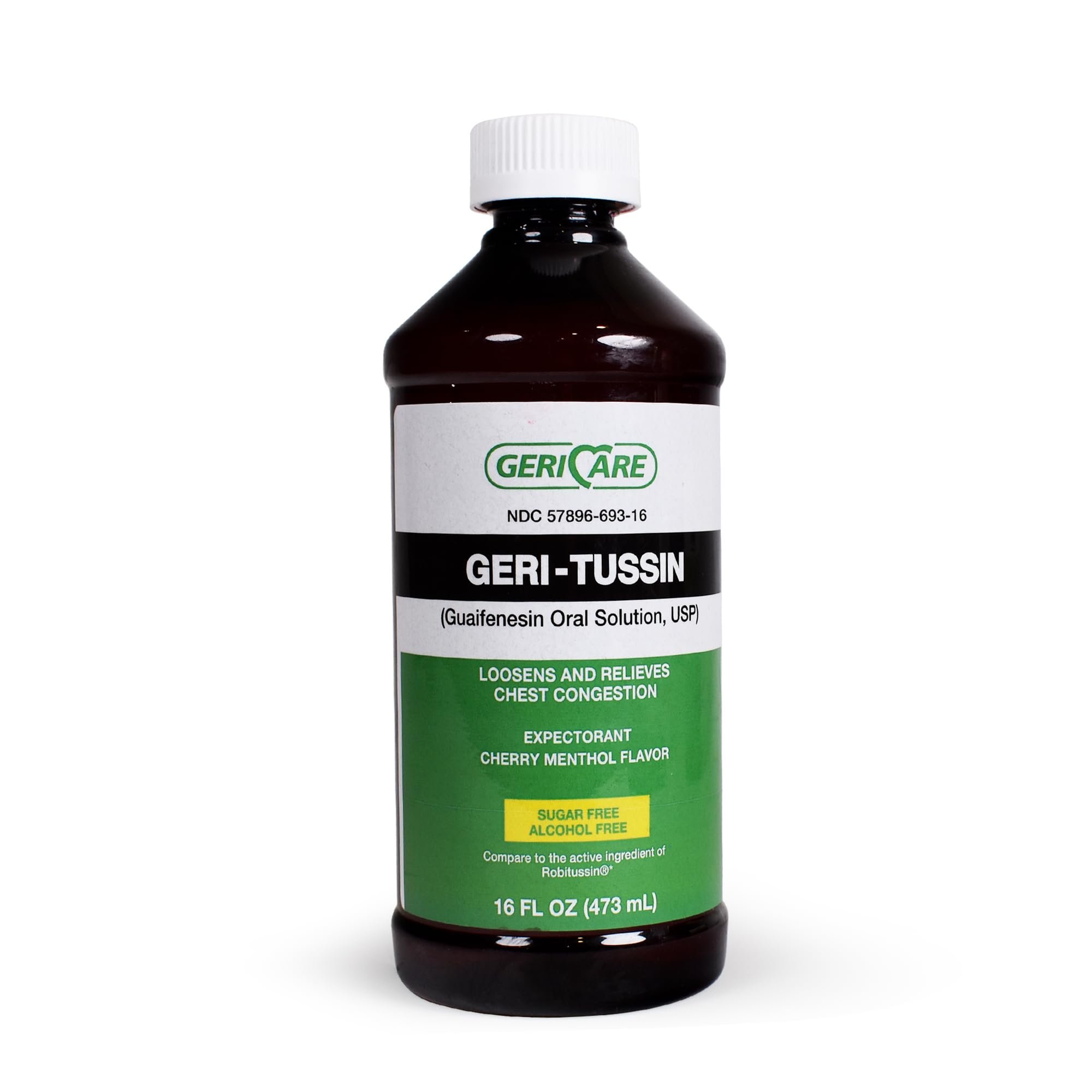 GeriCare Geri-Tussin Cold and Cough Relief Guaifenesin Syrup, Sugar Free, 16 Fl Oz (Pack of 1)