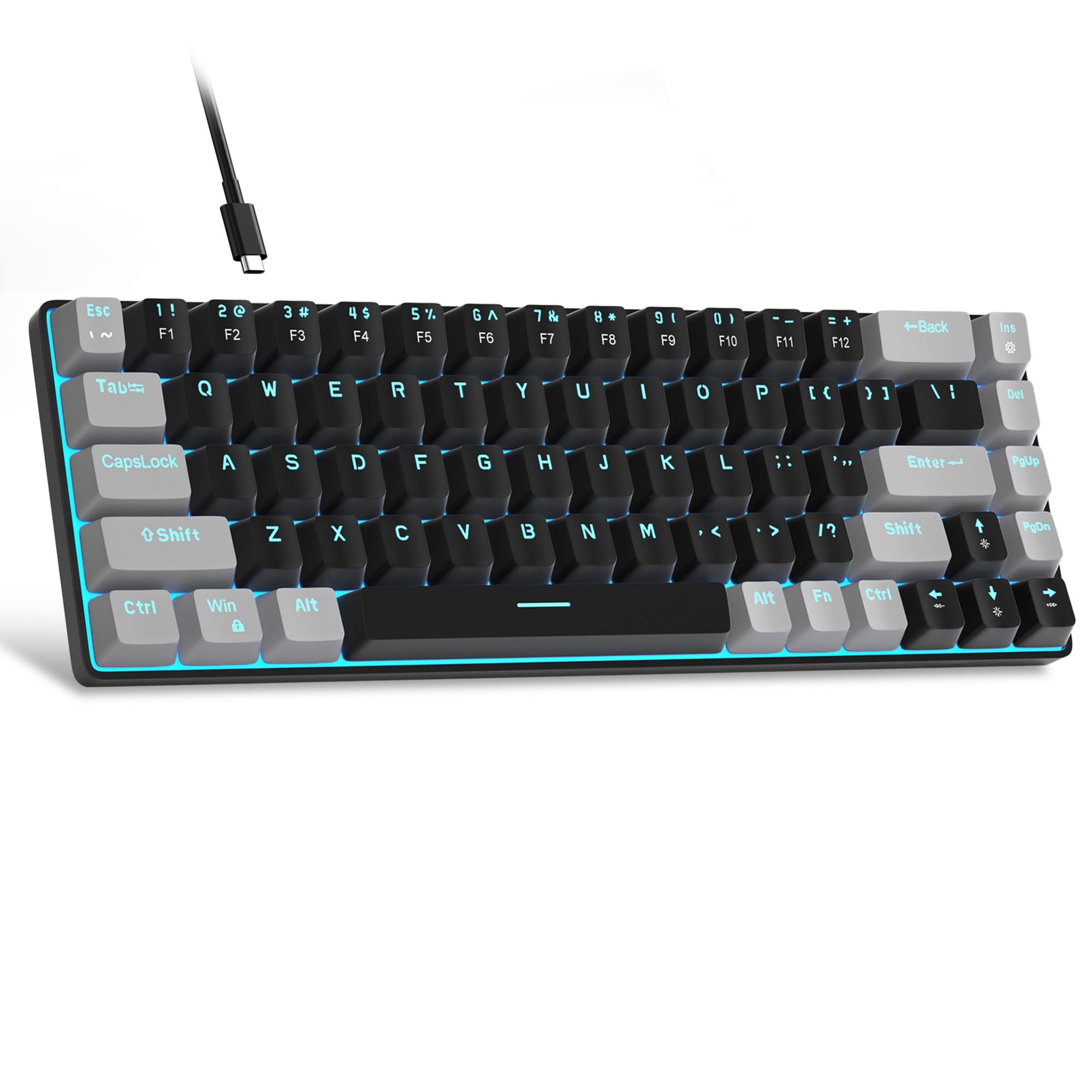 MageGee Portable 60% Mechanical Gaming Keyboard, MK-Box LED Backlit Compact 68 Keys Mini Wired Office Keyboard with Red Switch for Windows Laptop PC Mac - Black/Grey