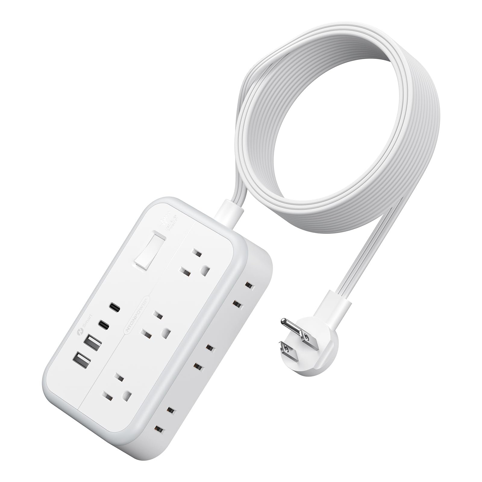 Extension Cord 15 ft, Surge Protector Power Strip with 6 Outlets 4 USB Charger(2 USB C Port), Flat Plug Outlet Extender Long Cord, Protection for Indoor, Home, Office Supplies, Dorm Room Essentials