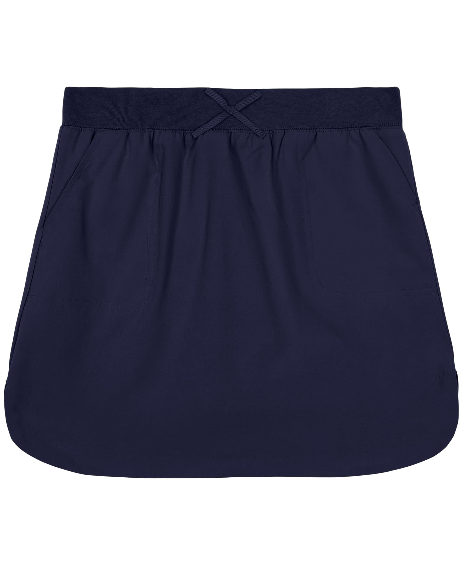IZOD Girls' School Uniform Pull-on Scooter Skirt with Undershorts, Knit Waistband & Functional Pockets, Wrinkle Resistant