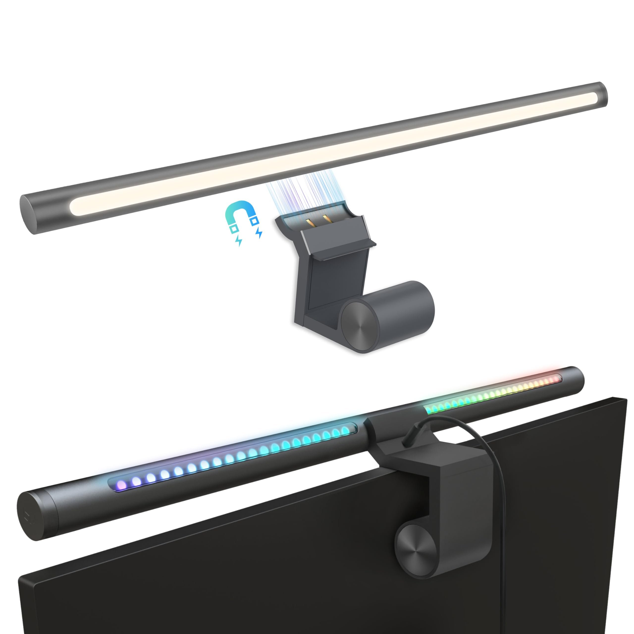 Monitor Light Bar, RGB Smart Computer Monitor Lamp for Gaming & Office, No Glare Eye-Care LED Screen Bar, Adjustable Color Temperature, Alexa/Google Home/HomeKit Compatible, Remote & App Control